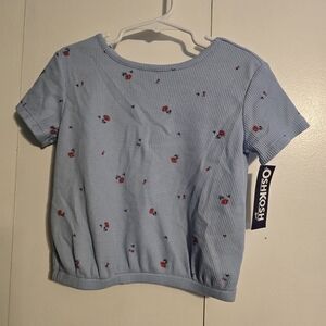 OshKosh B'gosh Pale Blue Short Sleeve Floral Tee